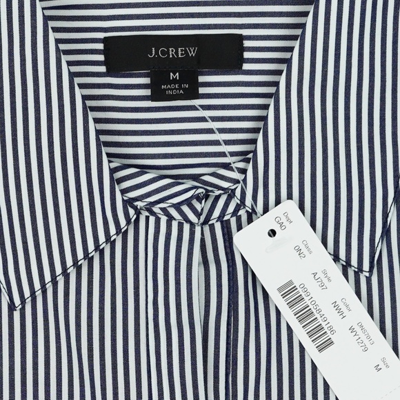 New J.CREW Size M Collared Popover Tunic Shirt in Stripe $89 Navy White AJ797 - Picture 7 of 7